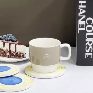 세라믹 컵받침 세트 4P 고급 티코스터 홈카페