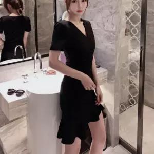 여성 여름 데일리 프릴 옆트임 랩스커트 미니 원피스 UMs8+8KmT