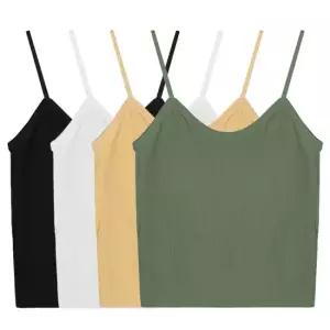 심리스 골지여성 크롭나시 끈브라 심리스브라탑 여성속옷 이너브라캡 캡브라탑