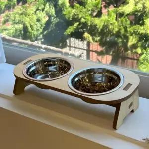 [반려] 강아지밥그릇 강아지 원목 밥그릇 물그릇 세트 고양이 애견 높이 조절 식기 스텐