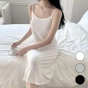 여성용 냉감 모달 인견 여름용 슬립 원피스 롱 맥시 휴양지 드레스
