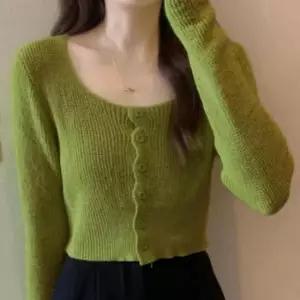 [JED] 가을 숏 크롭 봄 가디건 간절기 상의 니트 긴팔 데일리룩 자켓 여성 스퀘어넥