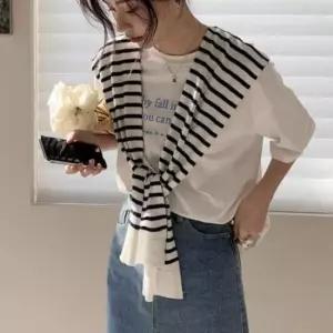 [JED] 스트라이프 가을 아우터 봄 니트 여성 가디건 데일리 루즈핏 간절기