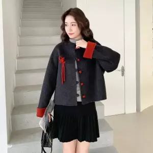 울 동계 양면 코트 캐시미어 모피 여성패션 반 브로치 DL4