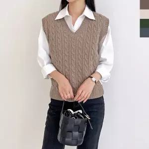 블레오 여자 케이블 데일리 꽈배기 조끼 DM2601081556
