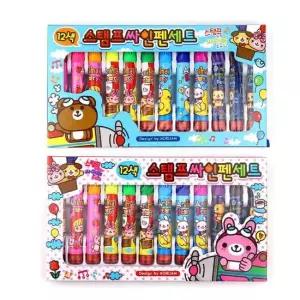 12색 스탬프 싸인펜세트 2종X6개(혼합) 사인펜 꾸미기