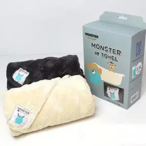 강아지 고양이 목욕 수건 몬스터 펫 타올 베이지 중형