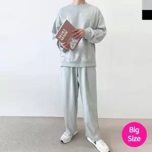 블레오 남자 빅사이즈 무지 맨투맨 와이드 바지 세트 DM260108160