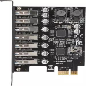 Estink PCIE에서 USB 3.2 7포트 확장 카드 1.5A GEN1 5Gbps PCI 익스프레스 고속 안정 전원 전면 교체
