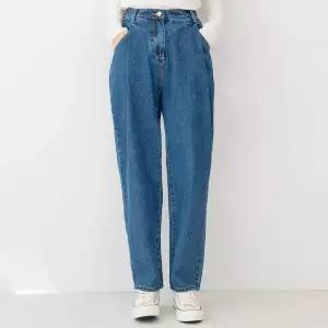 블레오 여자 핀턱 오버핏 배기 청바지 진청 DM2601081292