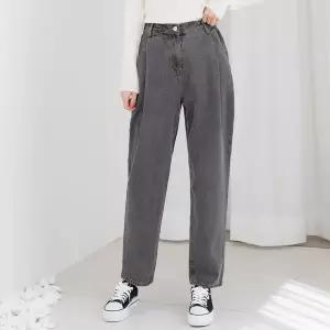 블레오 여자 핀턱 오버핏 배기 청바지 그레이 DM2601081293