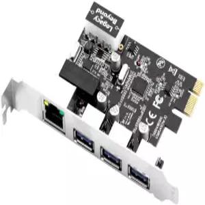 SIIG 3 포트 PCI 익스프레스 USB 3.0 어댑터 카드 + 기가비트 이더넷 LAN 표준 및 낮음 프로필 Windows