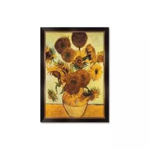 고흐그림 500피스 14송이 해바라기 퍼즐 모던브라운액자포함