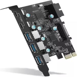 SINEFINE PCIE x 1 to USB 확장 카드 3.0 5Gpbs(3A 2C 내부 19핀 헤더) PCI Express 마더보드 3.15 4.72