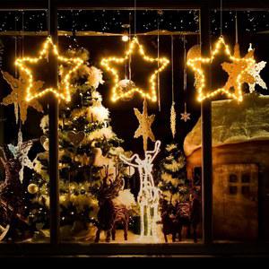 1/3개 크리스마스 창문 별 조명 배터리 작동 8가지 실내외 가정용 현관 장식 모드