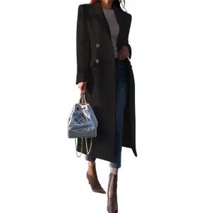 더블단추 모직 아우터 롱코트 여자 겨울 롱 슬림 여성 패션 코트