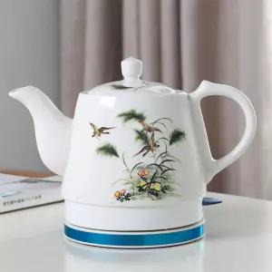 도자기 커피포트 가정용 전기 차주전자 티 0L 접시 금테
