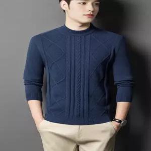 니트 캐주얼 겨울 스웨터 폴라 자가드 보온 도톰하게 반하이넥 남성패션 DL4