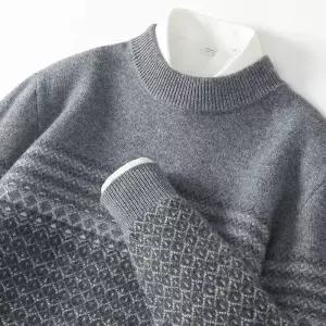 니트 캐주얼 순모 남성패션 가디건 자가드 폴라 배색 도톰 스웨터 DL4