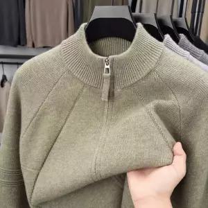 니트 겨울 가을 집업 남성패션 트렌드 풀오버 스웨터 솔리드 폴라 반하이넥 DL4