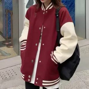 배색 데일리 캐주얼 여성 바시티 야구점퍼 LK-J021