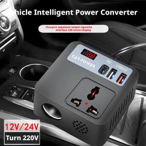 호환 200W 자동차 전원 인버터 DC 12V/24V에서 AC 220V로  QC3.0 고속 USB 충전기 큐브 소켓  자동차/트럭/