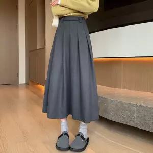 치마 롱 모직 가을겨울 하이웨스트 학생 A라인 정장 빅 셔링 여성패션 DL4