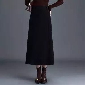 여성패션 정장 스커트 모직 오피스룩 일자 슬림핏 겨울 하이웨스트 A라인 롱 DL4