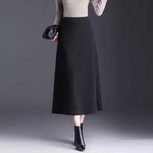 여성패션 정장 스커트 출퇴근 일자 A라인 롱 하이웨스트 우산 가을겨울 모직 DL4