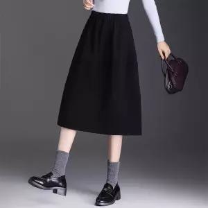 여성패션 정장 스커트 블랙 모직 무릎 위 꽃망울 가을 겨울 슬림핏 A라인 초롱 DL4
