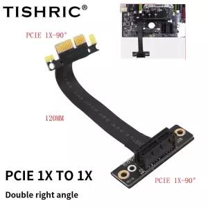 TISHRIC PCIE3.0 1X ~ X1 케이블 120MM 듀얼 90도 직각 PCIE 연장 PCI Express 고속 확장기 8Gbps