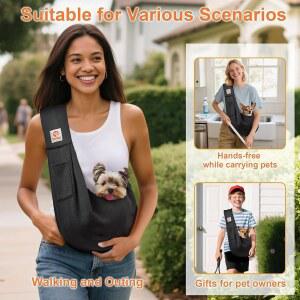 톰카스 소형 포켓 클래식 캐리어 반려동물용 반려견 10파운드 슬링 블랙 스트랩
