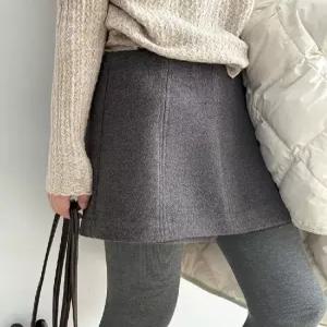 여성패션 치마 바지 하이웨스트 트임 모직 겨울 빈티지 캐주얼 도톰 A라인 반 DL4