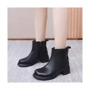 여사친 빈티지 부츠 키높이 기모 가죽 통굽 추동 플랫워커 앵클 신발 러블리 패션워커 리얼 다올4