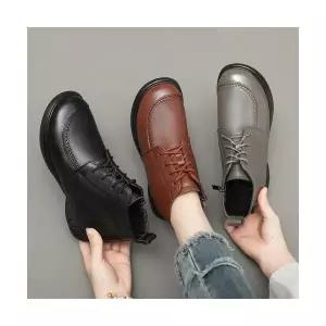 여친 빈티지 엄마룩 러블리 패션 추동 기모 신발 플랫워커 가죽 면부츠 통굽 앵클부츠 리얼 단화 다올4