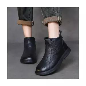 여성용 러블리 신발 플랫워커 두층소가죽 양털 앵클부츠 추동 기모 면부츠 패션 플랫 다올4