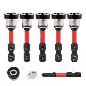 5 pcs TEURSA 마그네틱 건식 벽체 나사 세터 비트 - 탈착식 알루미늄 칼라 시트록 및 석고보드 나사용