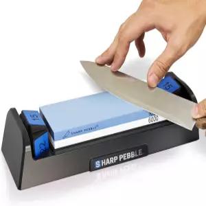샤프 페블 완성 숫돌 칼 연마 시스템 - 각도 가이드가 내장된 1000/6000 그릿 습식 석재