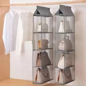 [생활] 옷장가방홀더 틈새 가방행거 입체수납 모자보관 드레스룸정리함 4단 그레이