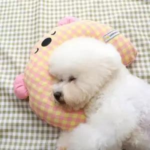 [반려] 강아지 고양이 베개 체크 목 쿠션 애견용품 세탁 가능 반려동물