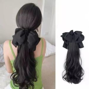 리본 핀 가발 집게 포니테일 웨이브 부분가발