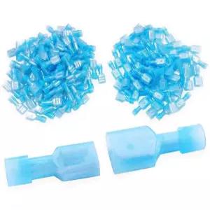 (200개) MCIGCIM 16-14 게이지 스페이드 단선 와이어 커넥터 완전 단열 남성 나일론 퀵 크림프 단자 배선