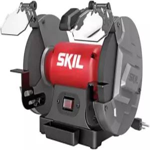 SKIL 3.0 Amp 8인치. 내장형 수냉 트레이 및 LED 작업 조명이 있는 벤치 그라인더 - BI9502-00
