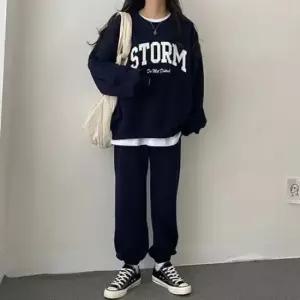 [JED] 여성 트레이닝복 프린팅 셋업 루즈핏 조거팬츠 2컬러 상하의 맨투맨