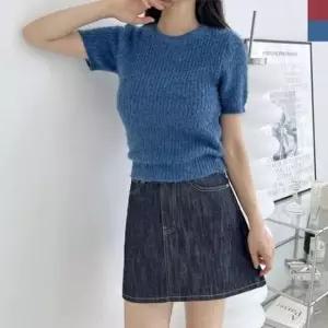 [JED] 상의 여름 퍼부클 파랑 니트 가디건 루즈핏 빨강 보송보송한 반팔 데일리