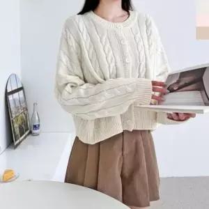 [JED] 데일리 간절기 가디건 오버핏 1050 케이블 아우터 여성 짜임 루즈핏 니트