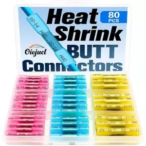열수축 버트 커넥터 - 해양 및 자동차 배선용 Oiojuct 방수 와이어 크림프(80Pcs)