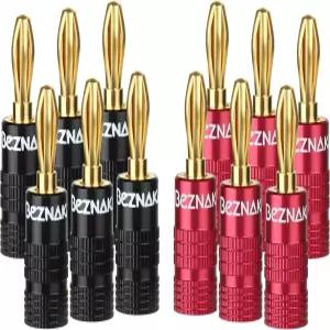 듀얼 세트 나사가 있는 바나나 플러그 검은색 및 빨간색 알루미늄 쉘 6쌍