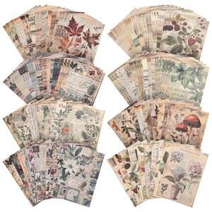 120장 빈티지 식물 스크랩북 종이 세트, 저널 스크랩북 용품 공예 디커플링 종이 키트, 4가지 테마 x 30송이 버섯 꽃 앤티크 레터 디자인으로 정크 저널 콜라주 카드 제작
