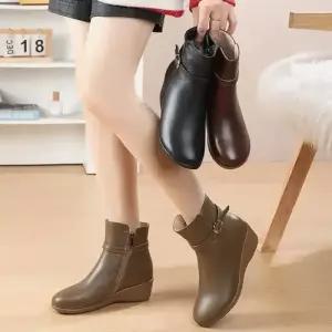 면 빈티지 추동 기모 여성패션 워커 가죽 웨지 미들굽 플랫폼 부츠 리얼 플랫워커 DL4